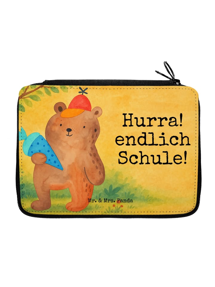 Bleistiftetui Bär Schultüte Design mit Spruch in Weiß