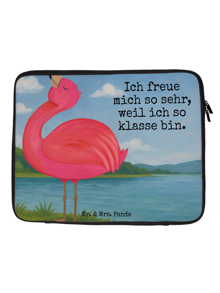 Laptop Tasche Flamingo Stolz Design mit Spruch in Weiß