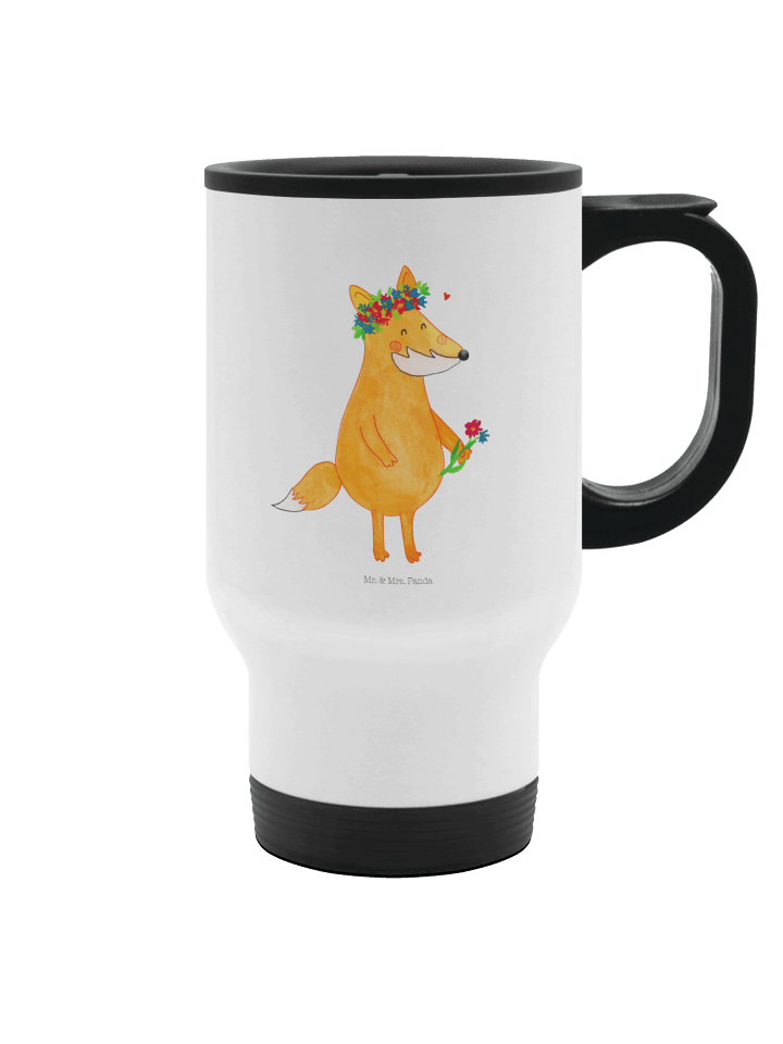 Kaffeebecher Fuchs Blumen ohne Spruch in Weiß