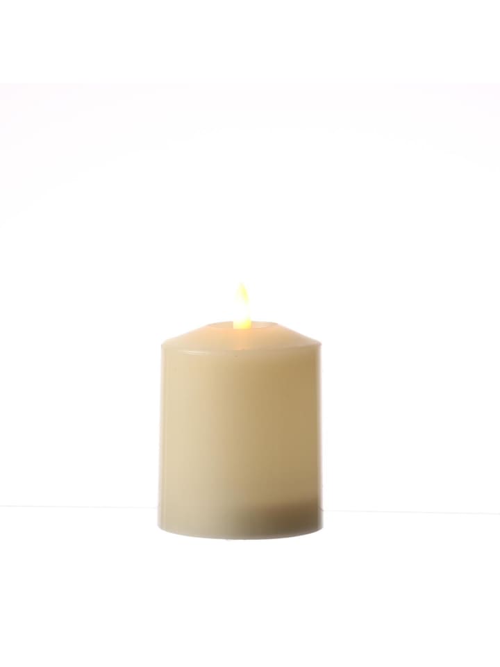 LED Kerze Echtwachs flackernd D: 7,5cm H: 11,5cm in creme