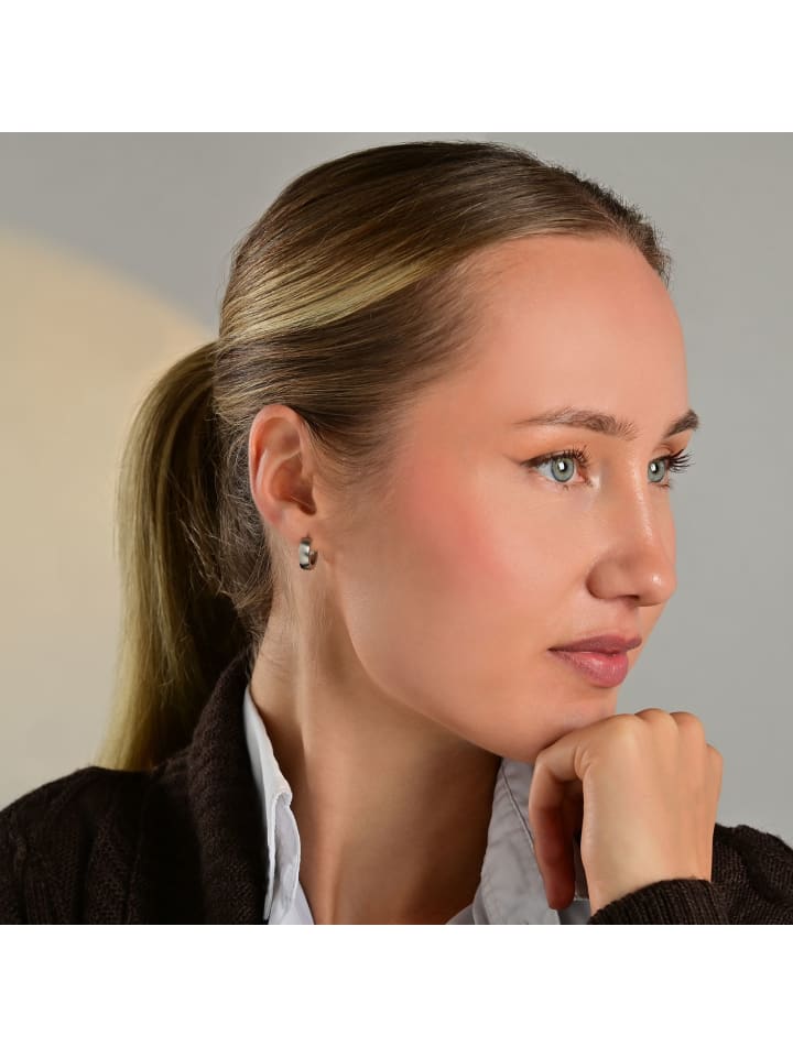 Damen Ohrringe – Klappcreole aus Edelstahl in silber