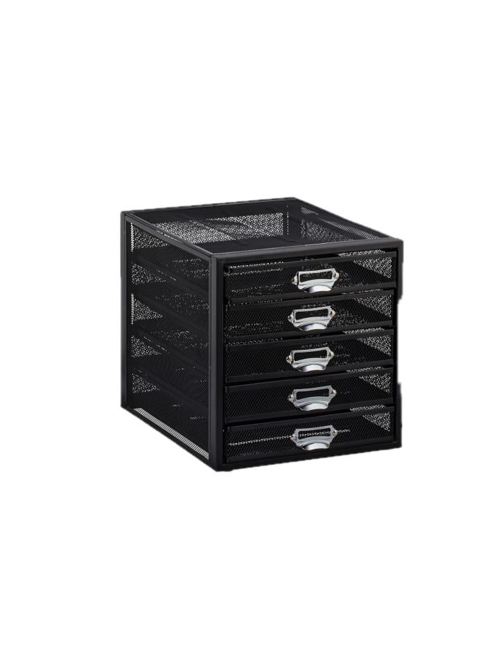 Schubladenbox 5 Fächer in Schwarz - (B)27,5 x (H)29 x (T)35,5 cm