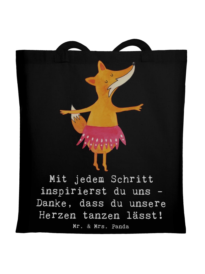 Tote Bag Tanzen Trainerin Herz mit Spruch in Schwarz