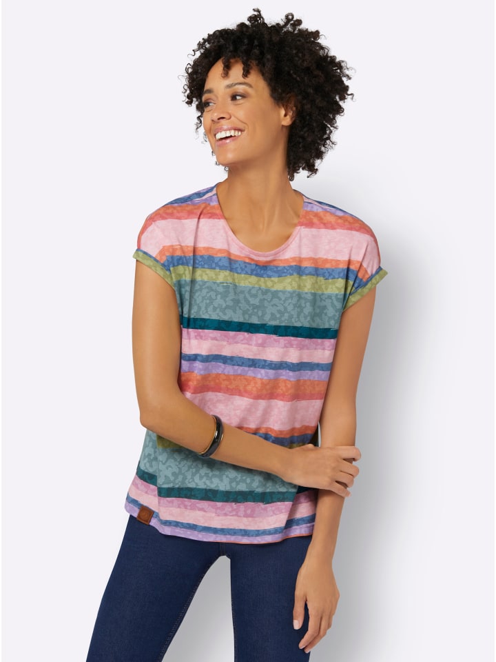 Shirt in rosenquarz-jade-geringelt