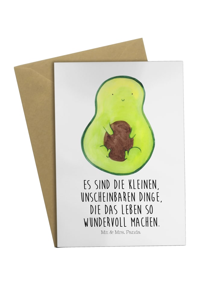 Grußkarte Avocado Kern mit Spruch in Weiß