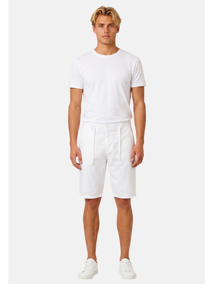 A. Salvarini Herren Leinen Shorts kurze Hose AS-408 in Weiss