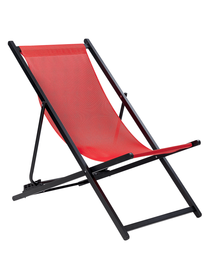 Gartenliege LOCRI II in Rot/Schwarz - (W) 60 x (H) 79 x (L) 95 cm