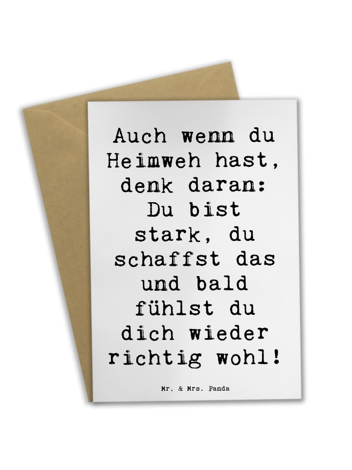 Glückwunschkarte Spruch Heimweh überwinden mit ... in Weiß