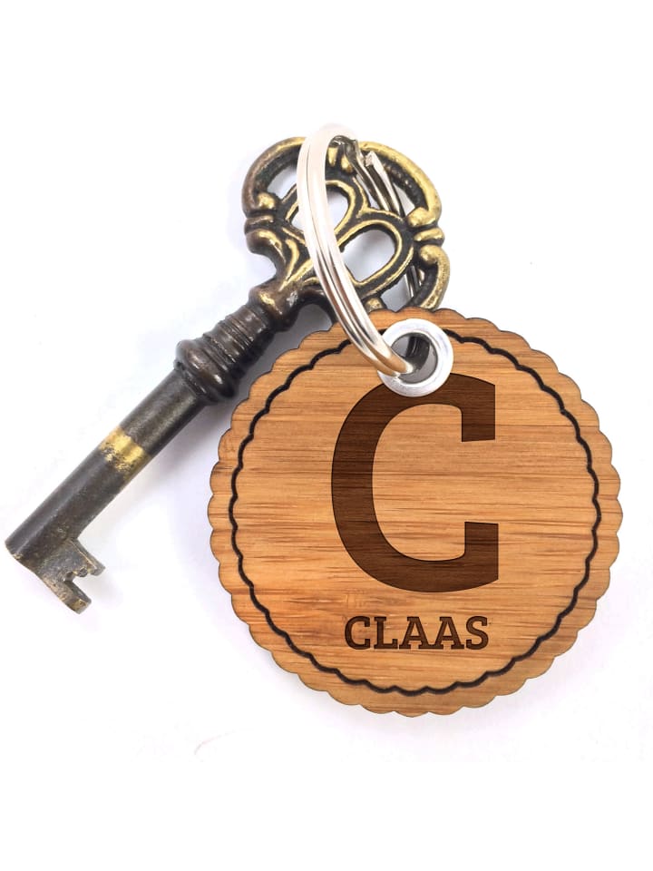 Schlüsselanhänger Claas mit Spruch in Braun