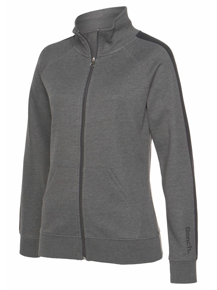 Sweatjacke in anthrazit-meliert-schwarz