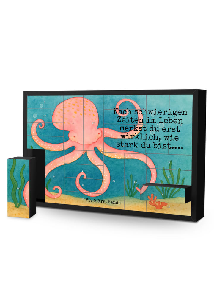 Adventskalender Tintenfisch Design mit Spruch in Weiß
