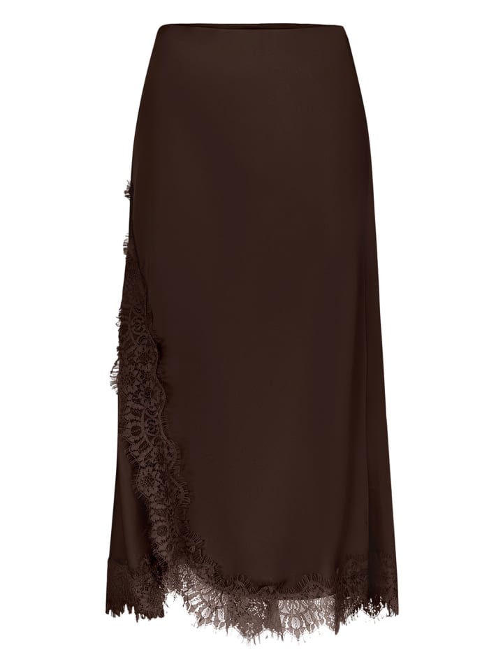 Satinrock mit Spitze in Chocolate Plum