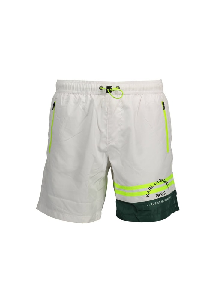 Weiß Polyester Herren Bade Boxershorts