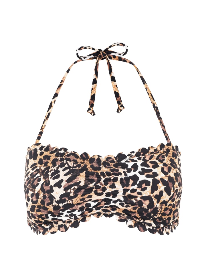 Bandeau-Bikini-Top in braun-bedruckt