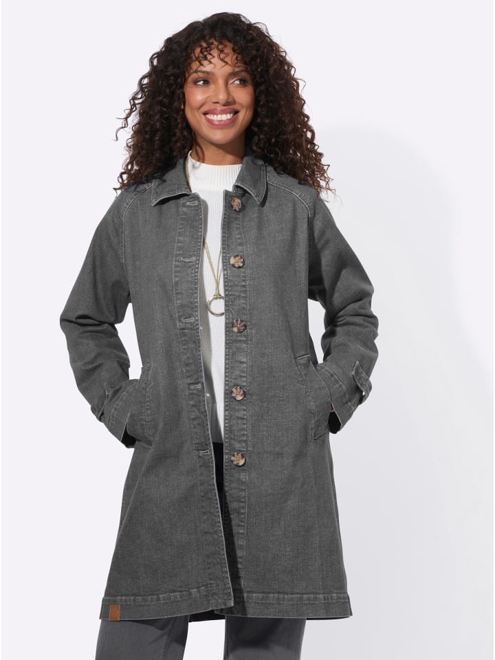 Jeans-Mantel in stone-grey-denim