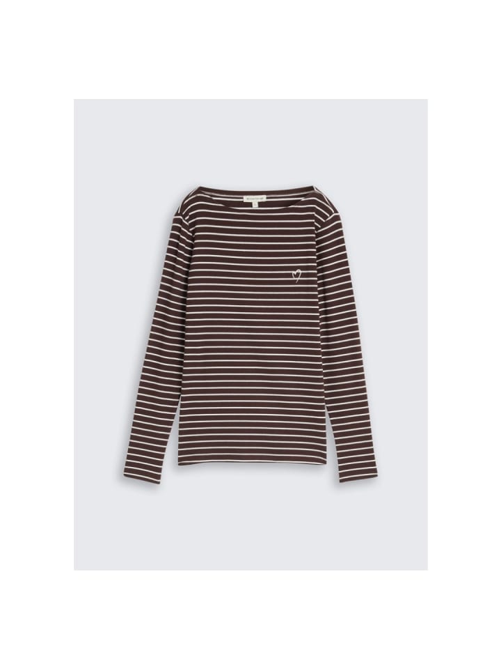 Langarmshirt in brown white stripe