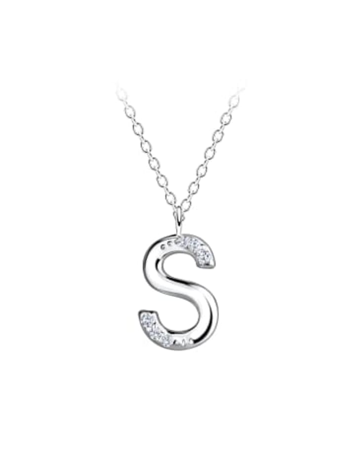 Kette mit Buchstabenanhänger S aus 925 Sterling Silber, 2-tlg. in silber