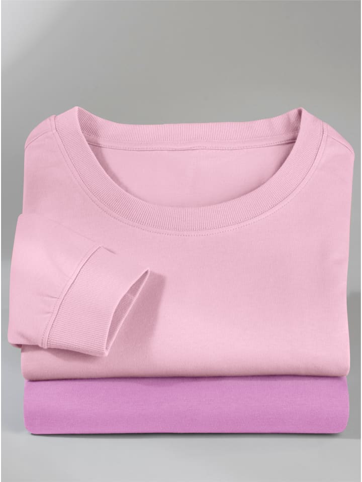Rundhals-Shirt in orchidee + rosé