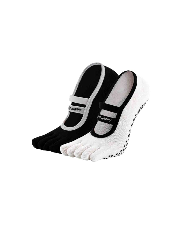2er-Pack Yoga-/Pilates-Zehensocken Anti-Rutsch-Farb-Mix