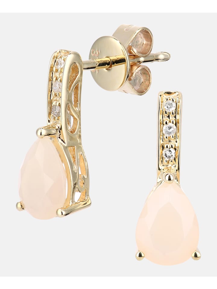 Ohrhänger aus 375 Gelbgold mit Diamant mit Opal
