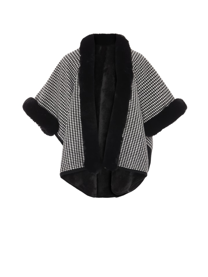 Damen Poncho in Wollweiss