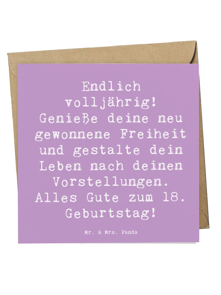 Klappkarte Spruch 18. Geburtstag Freiheit mit S... in Lavendeltraum