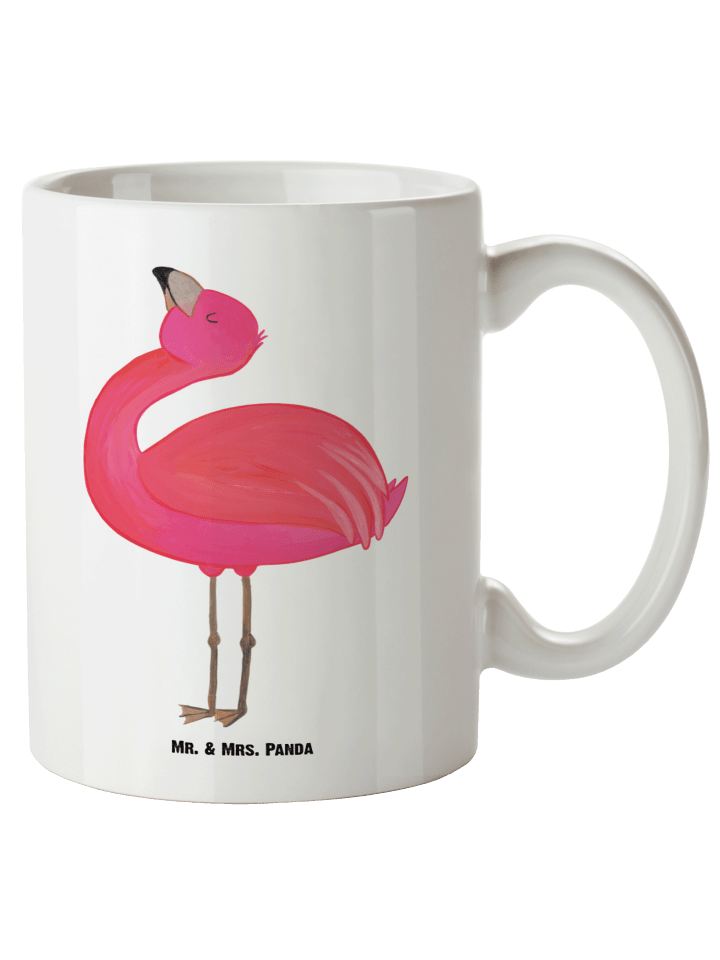 Kaffeebecher Flamingo Stolz ohne Spruch in Weiß