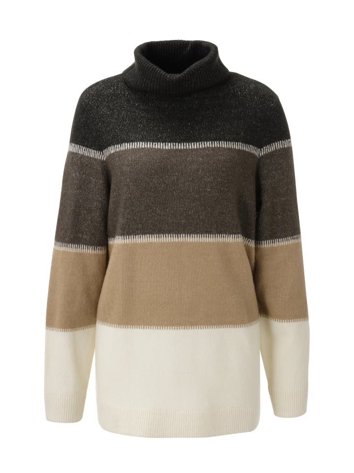 Strickpullover in dunkelbraun-braun-hellbraun-wollweiß