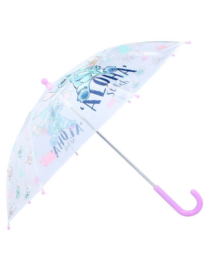 Stockschirm | lila & transparent | Disney Stitch | Kinder Regenschirm