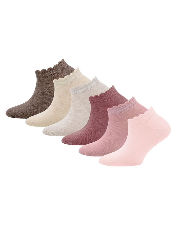 6er-Set Socken Mäusezähnchenrand in rosa-beige