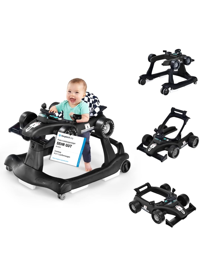 4 in 1 Lauflernwagen in Schwarz