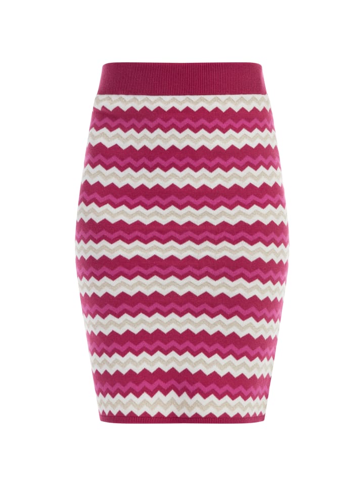 Damen Strick Midirock in Pink Mehrfarbig