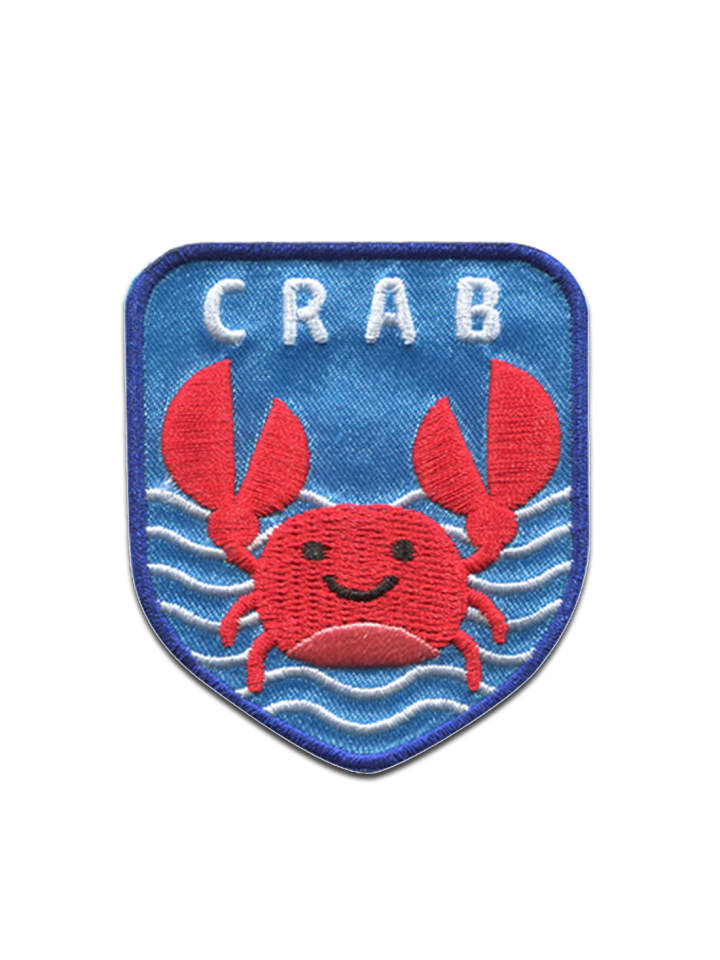 Krabbe Krebs Crab Brave CoastApplikation Bügelbild inBlau
