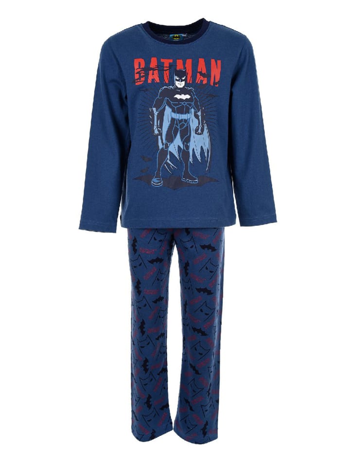 2tlg. Outfit: Schlafanzug Pyjama Langarmshirt und Hose in Blau