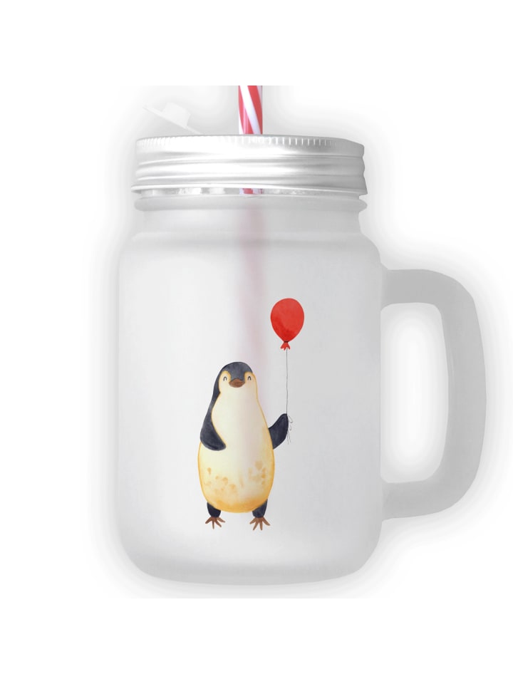 Blümchentailglas Pinguin Luftballon ohne Spruch in Transparent