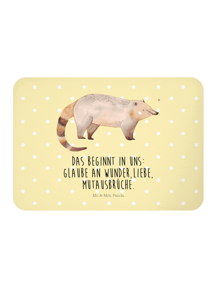 Magnet Nasenbaer mit Spruch in Gelb Pastell