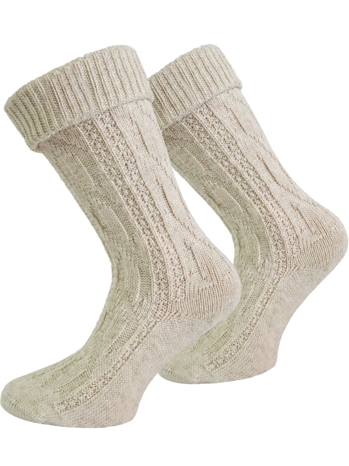 Trachtensocken mit Leinen in Naturmelange