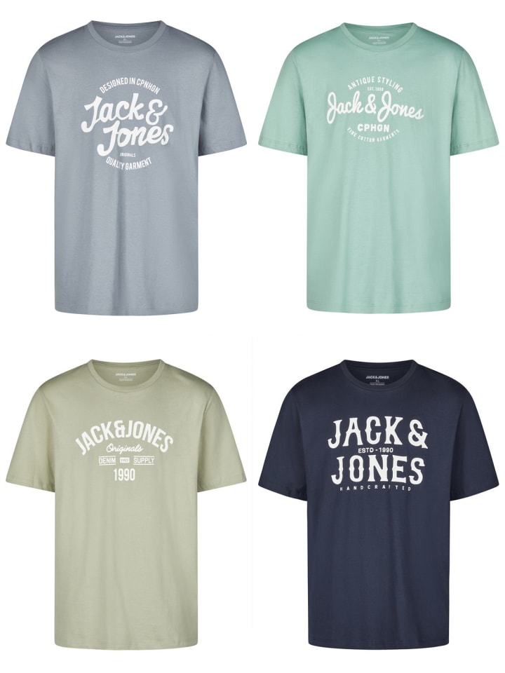 T-Shirt JJLINO 4er Pack in Mehrfarbig