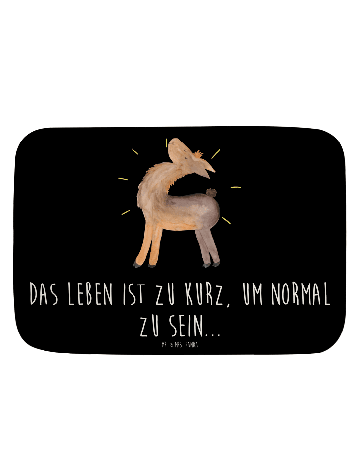 Badteppich Lama Stolz mit Spruch in Schwarz