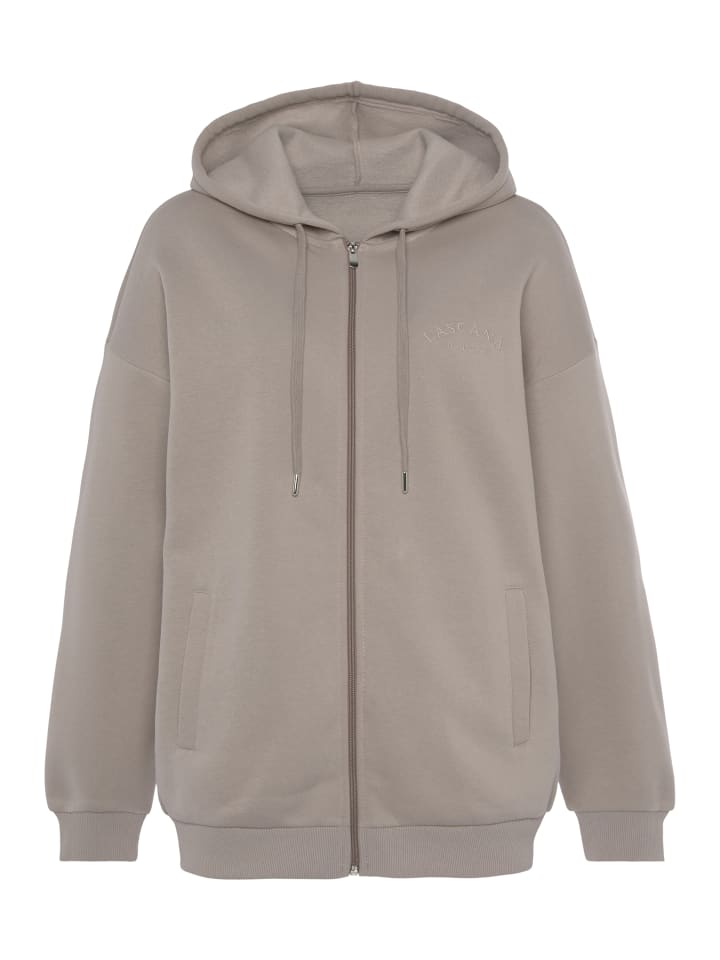Kapuzensweatjacke in taupe