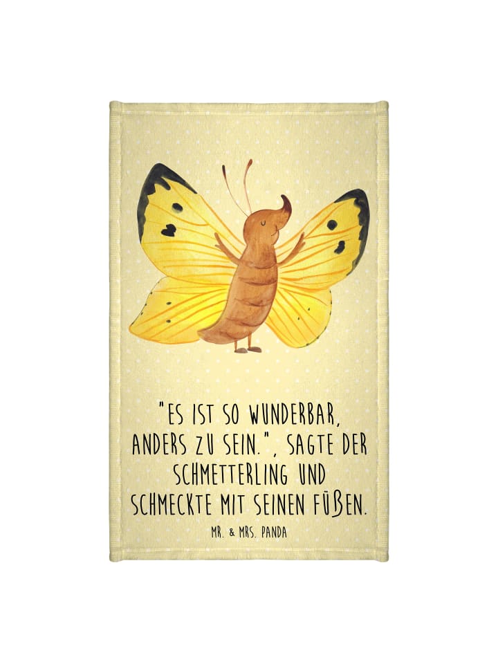 Handtuch Schmetterling Zitronenfalter mit Spruch in Gelb Pastell