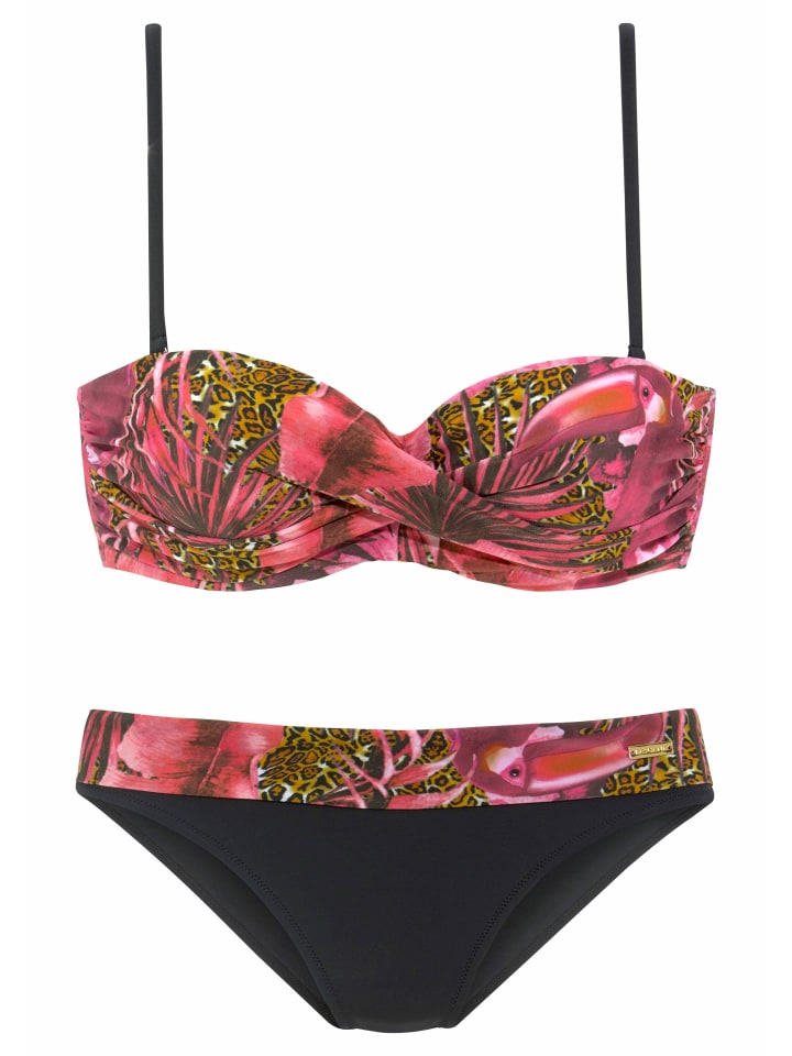 Bügel-Bandeau-Bikini in pink-bedruckt