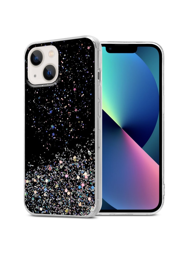 Hülle für Apple iPhone 13 Glitter in Schwarz mit Glitter