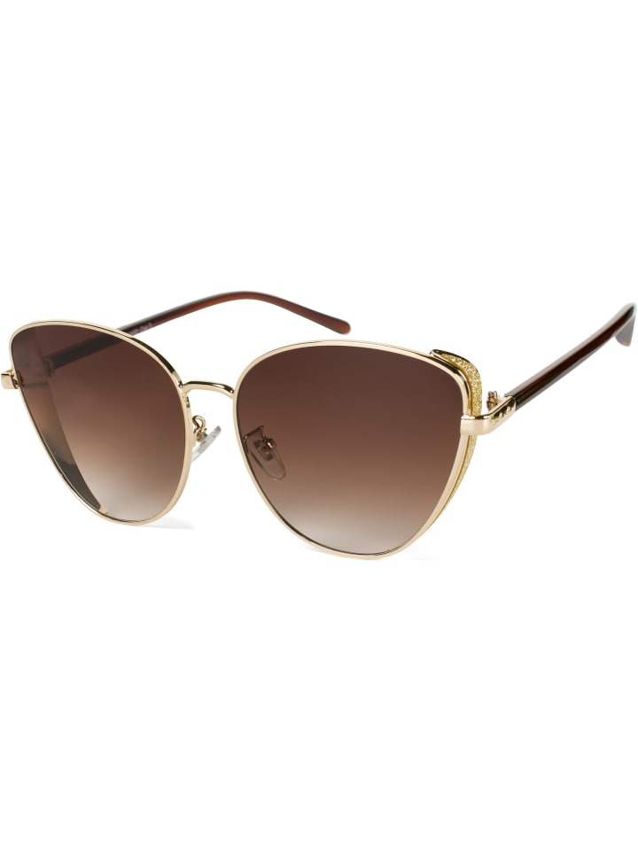 Cateye Sonnenbrille in Gold / Braun Verlauf