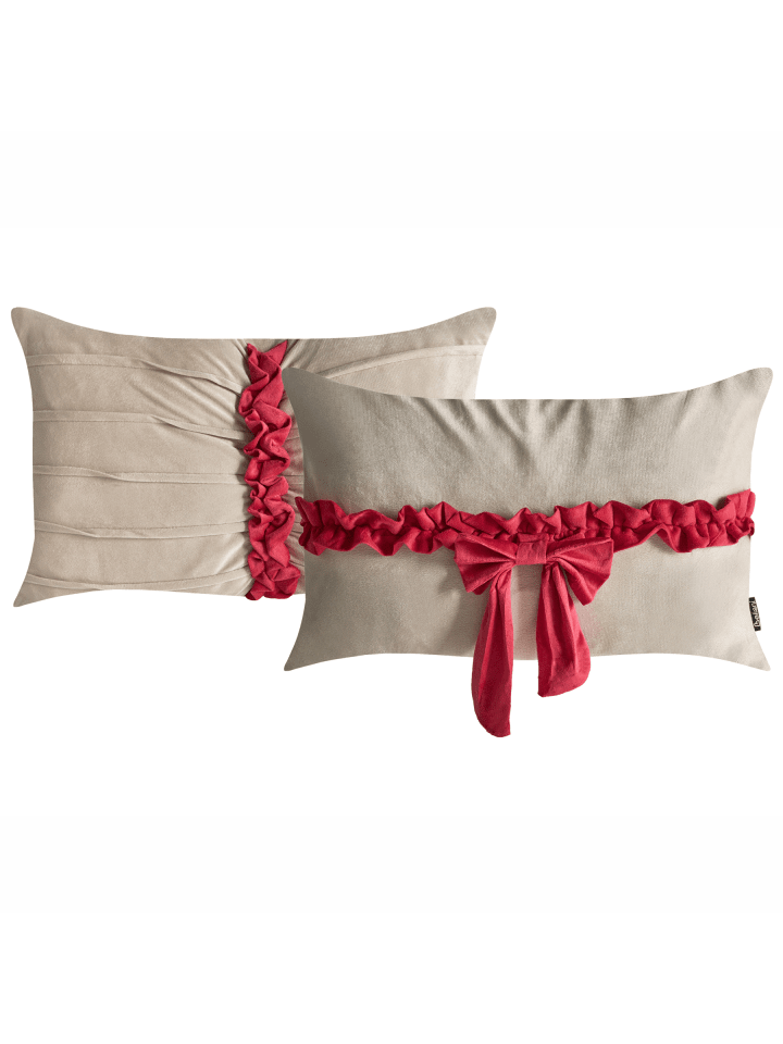 2er-Set Dekokissen BELLE in Beige/Rot