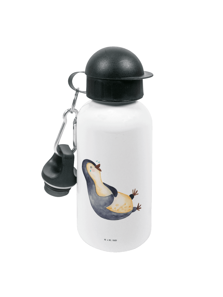 Trinkflasche Pinguin Lachen ohne Spruch in Weiß