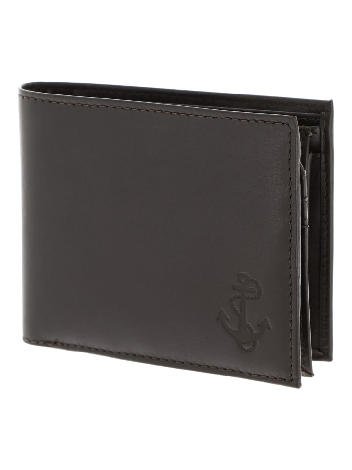 Leather Geldbörse RFID Schutz Leder 12 cm braun-freedom anchor