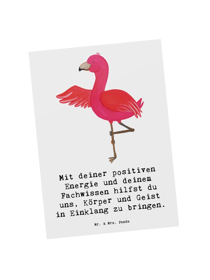 Postkarte Yoga Trainerin Harmonie mit Spruch in Weiß