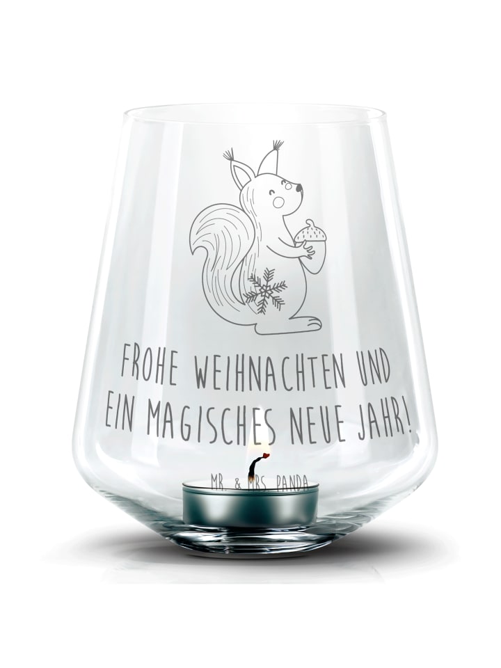 Laterne Eichhörnchen Weihnachten mit Spruch in Transparent