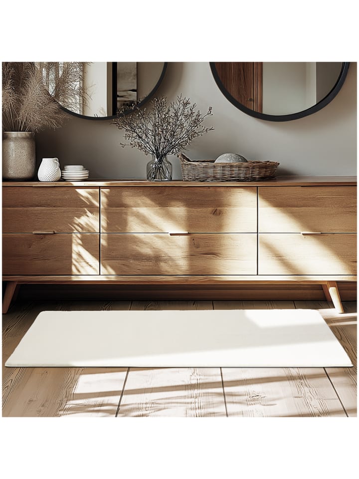 Kurzflorteppich Soft Zone, rutschfeste Unterseite, creme